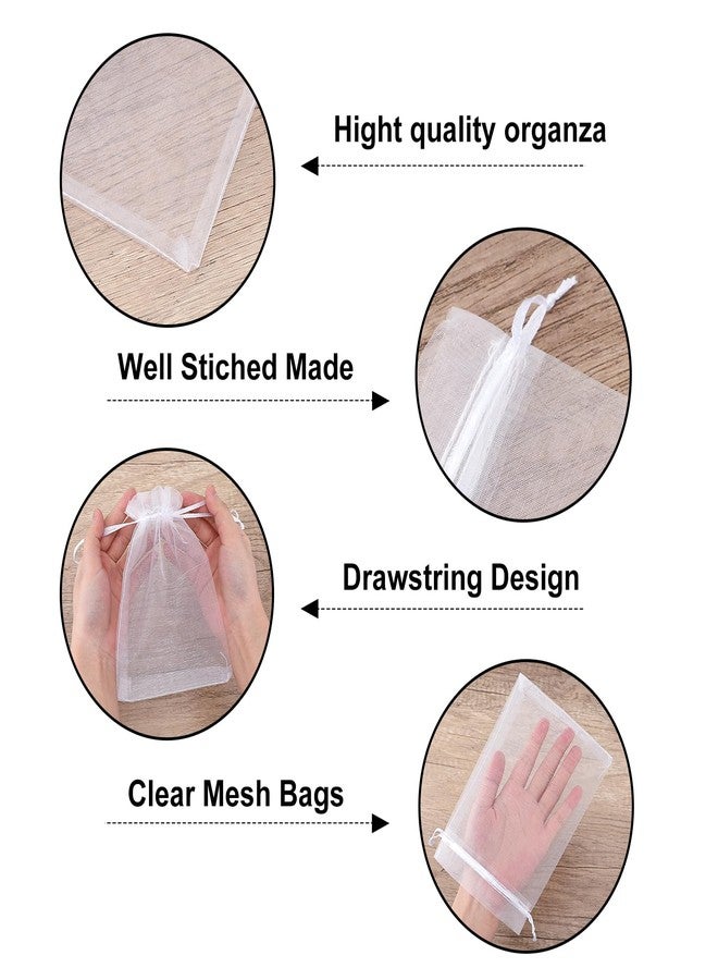 g2 بلس مجموعة G2PLUS من 25 كيسًا أبيض من الأورجانزا، مقاس 5×7 بوصات، أكياس مجوهرات شبكية شفافة، أكياس هدايا من الأورجانزا برباط، مناسبة للحلوى والمجوهرات وهدايا حفلات الزفاف. - Image 3